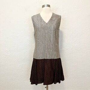 Vintage Young Edwardian Arpeja Dress Metallic Silver Burgundy 9 Small Medium